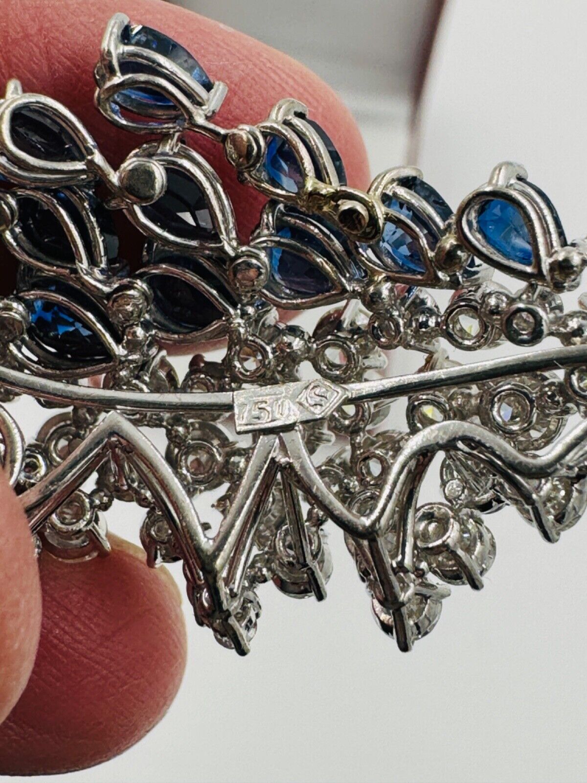 H Stern Sapphire Diamond White Gold Brooch