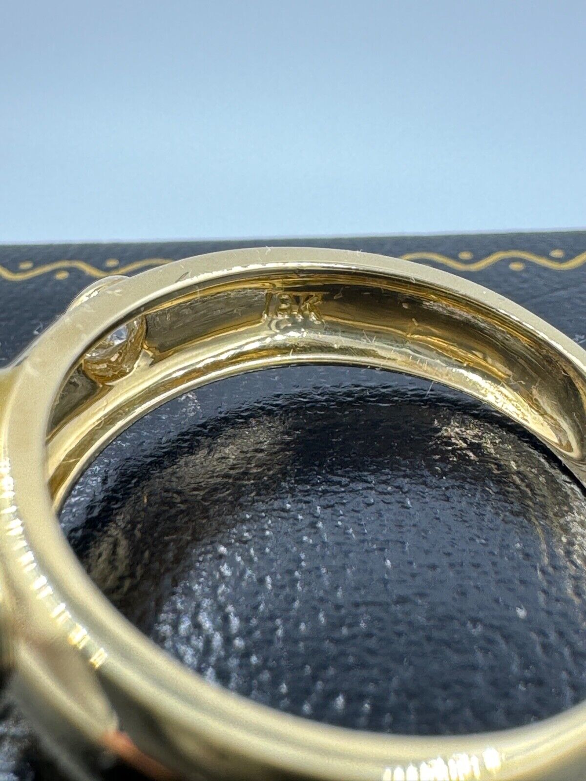 Estate Cabochon Sapphire Diamond Yellow Gold Ring 18K