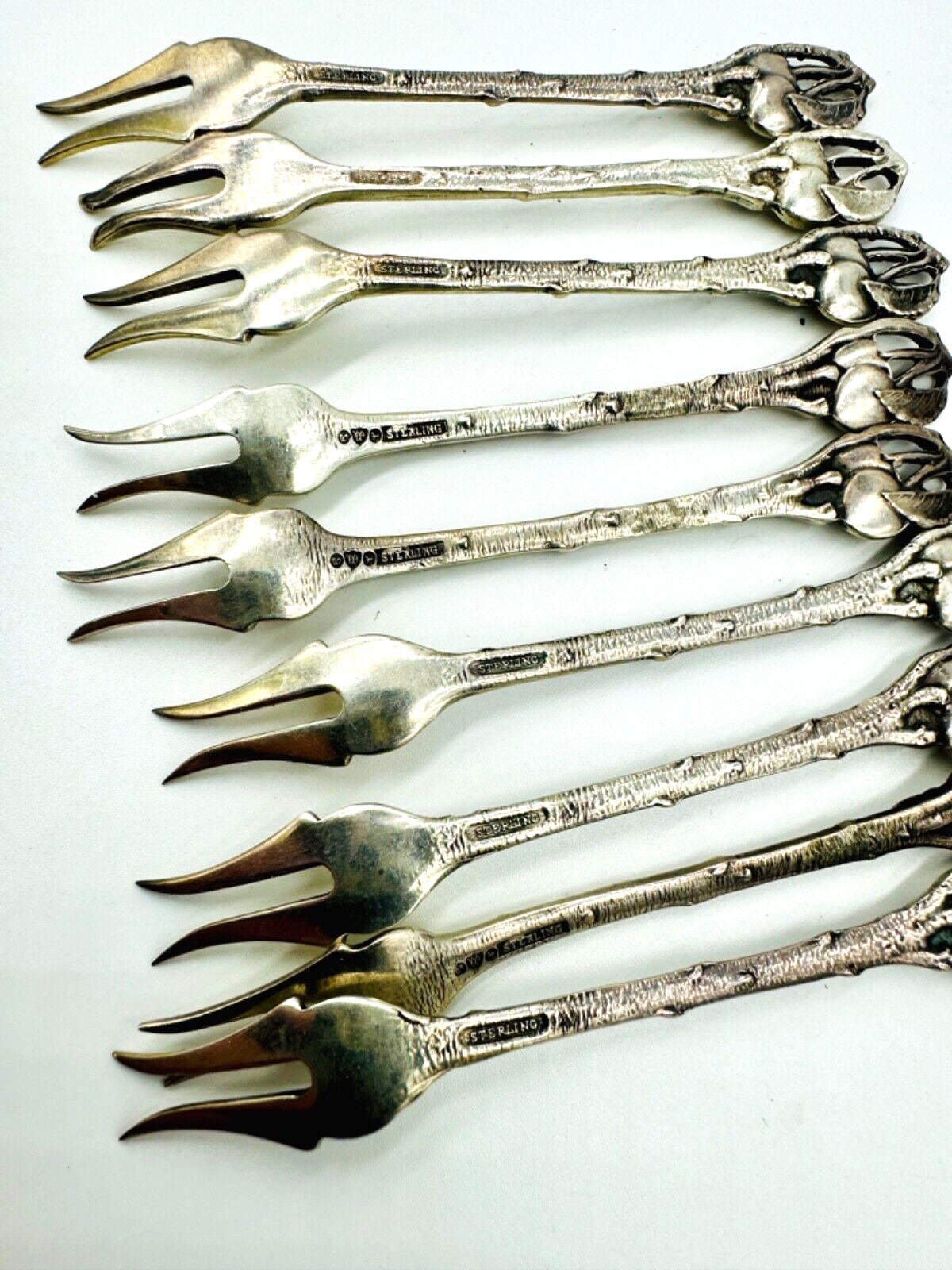 Vintage Cherry Forks Set Cherry Finial Watson Co Sterling Silver 1920