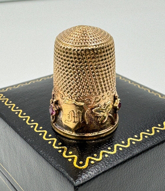 Antique 14k Yellow Gold Jeweled Thimble