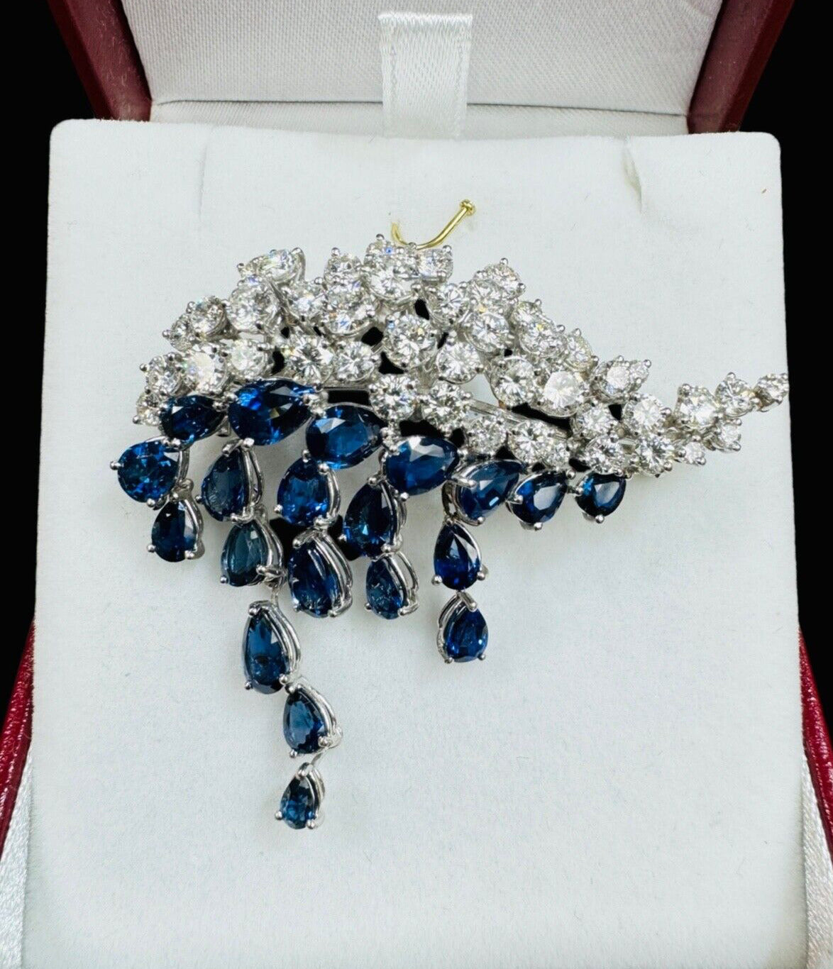 H Stern Sapphire Diamond White Gold Brooch