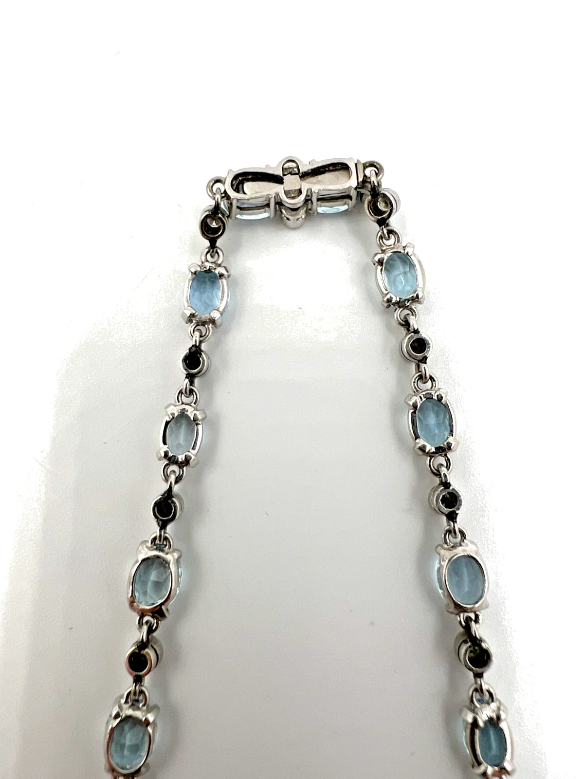 Aquamarine Diamond Platinum Fringe Necklace Circa 1950s