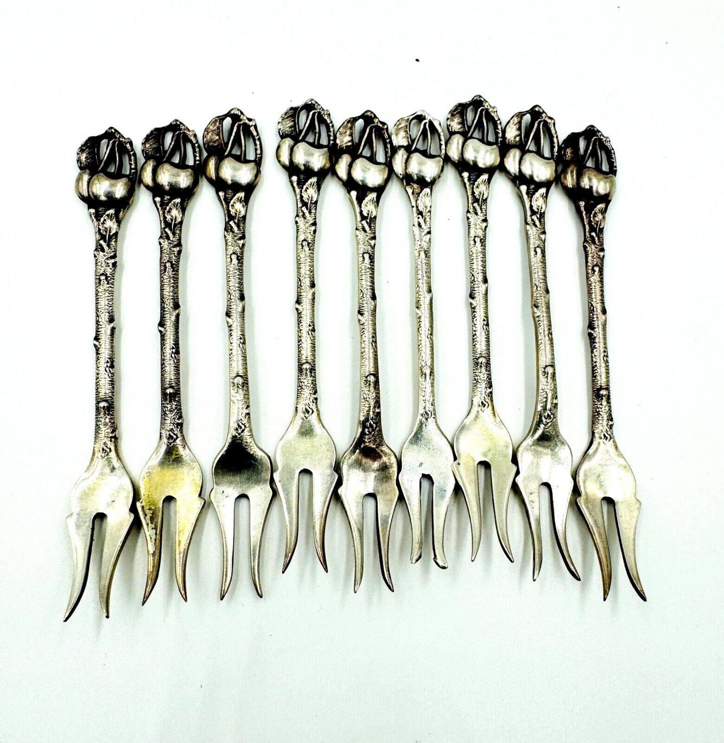 Vintage Cherry Forks Set Cherry Finial Watson Co Sterling Silver 1920