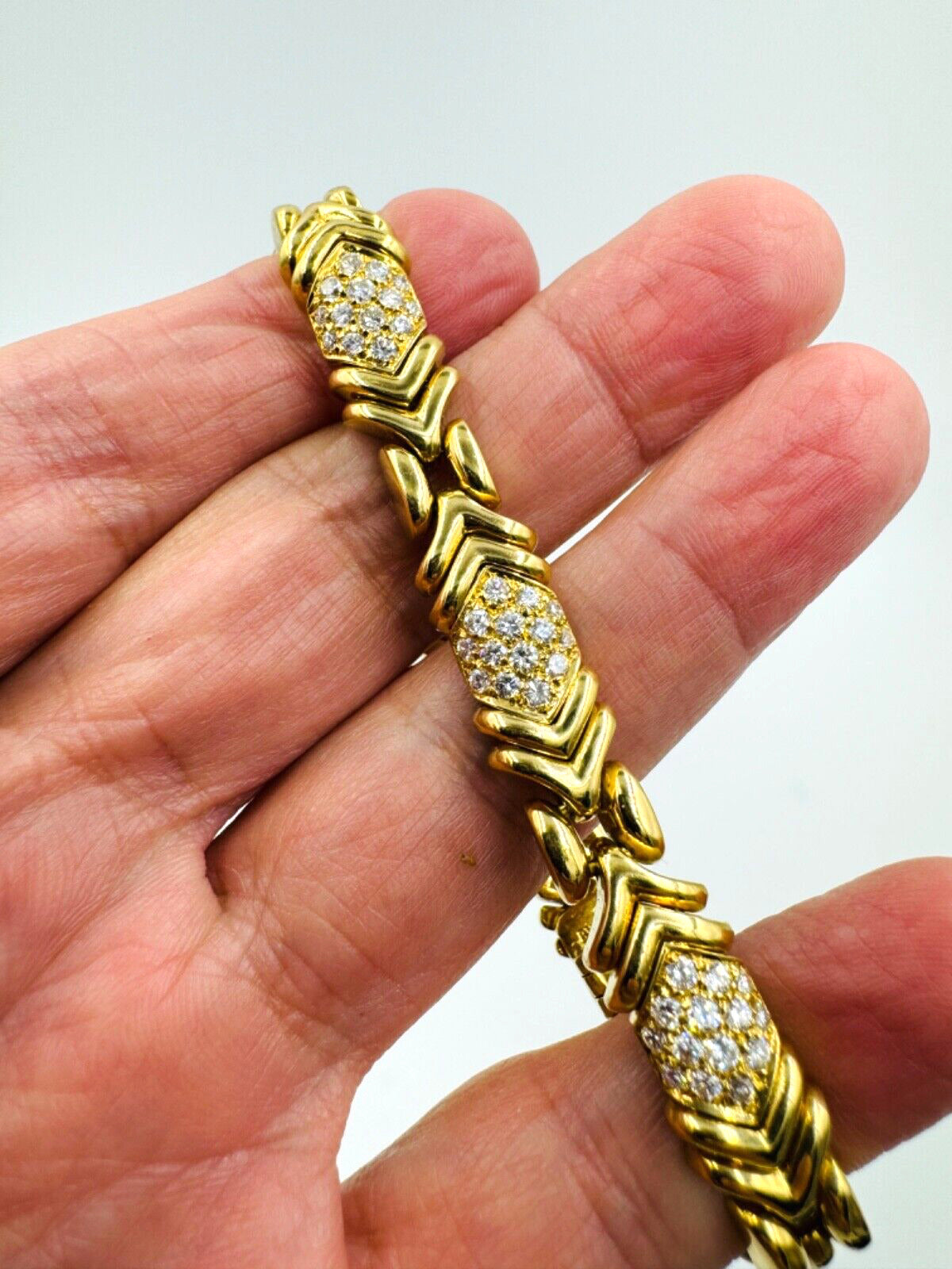 Bvlgari Parentesi Diamond 18k Yellow Gold Bracelet 7.75" Long