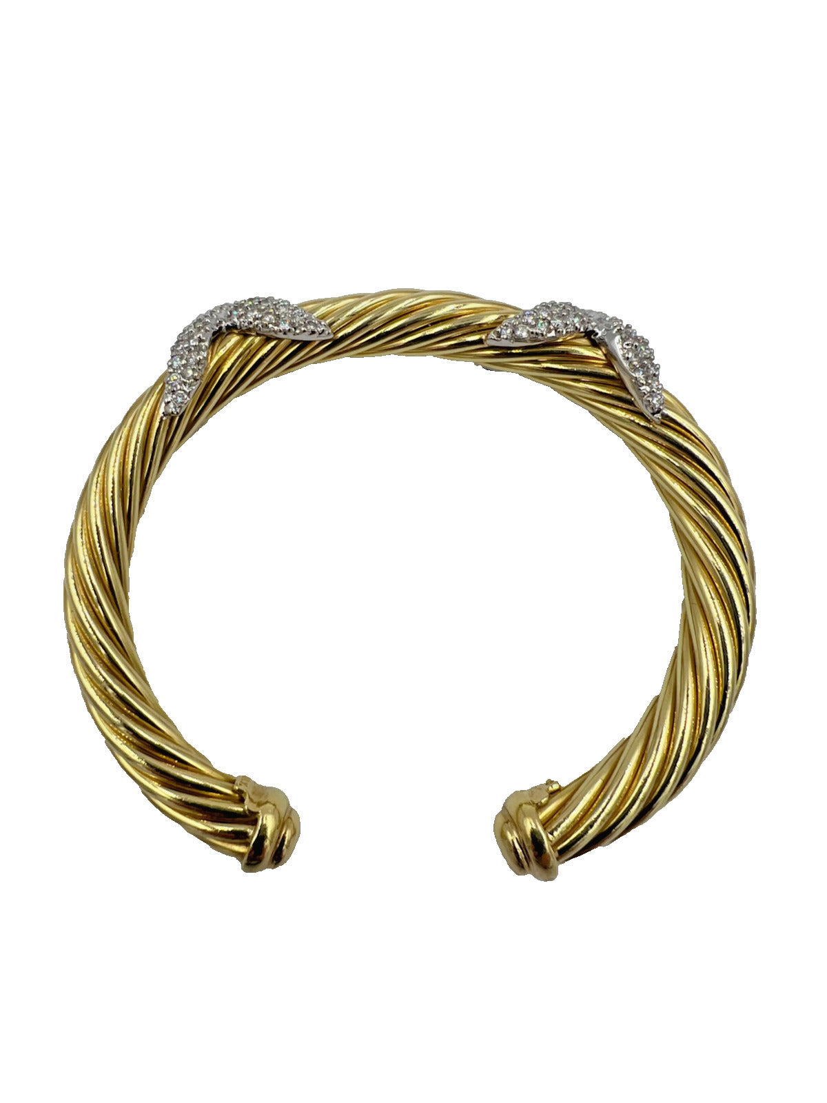 David Yurman Double Diamond X 18k Yellow Gold Cuff Bracelet