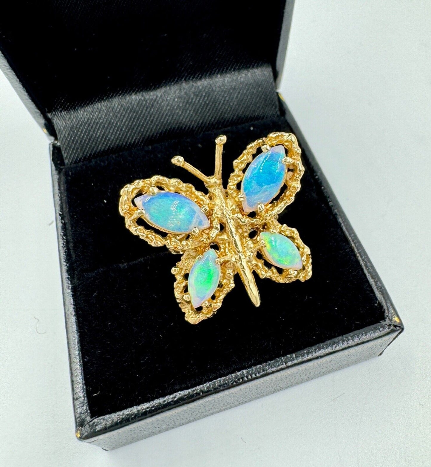 Estate Opal Butterfly 14k Yellow Gold  Ring