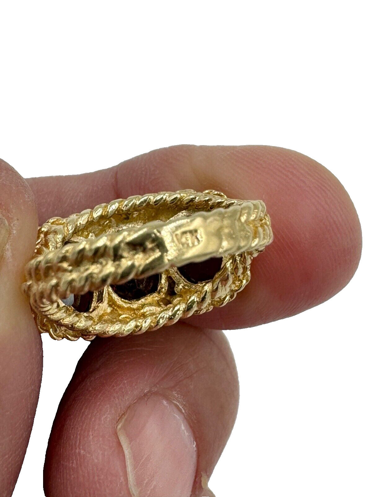 Estate Garnet 14k Yellow Gold Rope Design Ring