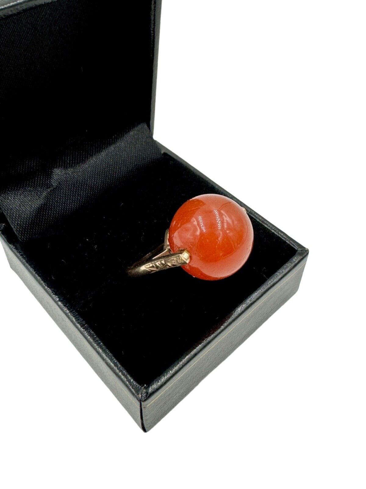 Antique 14K Rose Gold Carnelian Sphere Ring