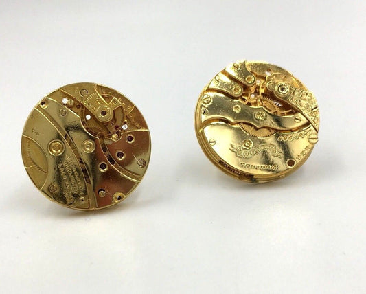 Rare Vintage Dante Watch Movement Gold Tone Cufflinks