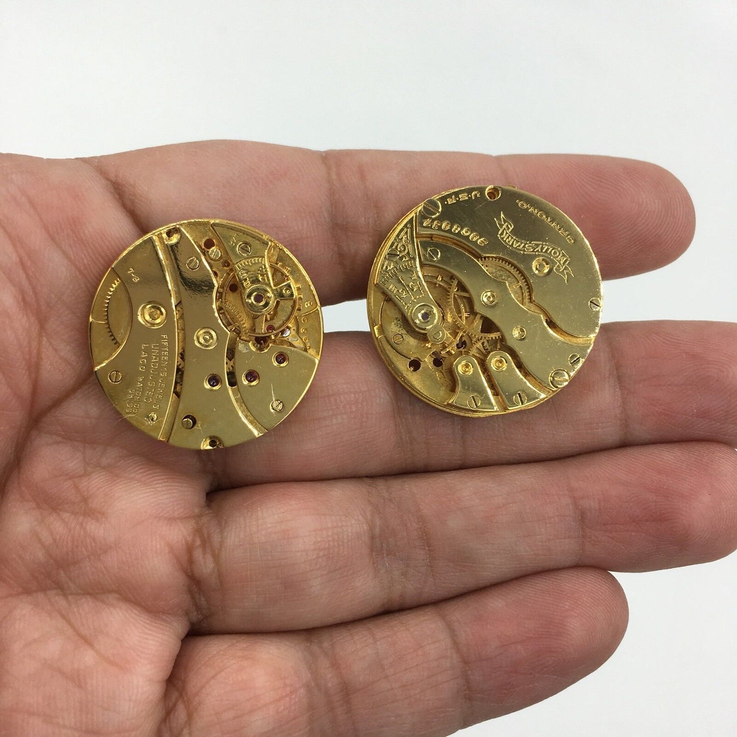 Rare Vintage Dante Watch Movement Gold Tone Cufflinks