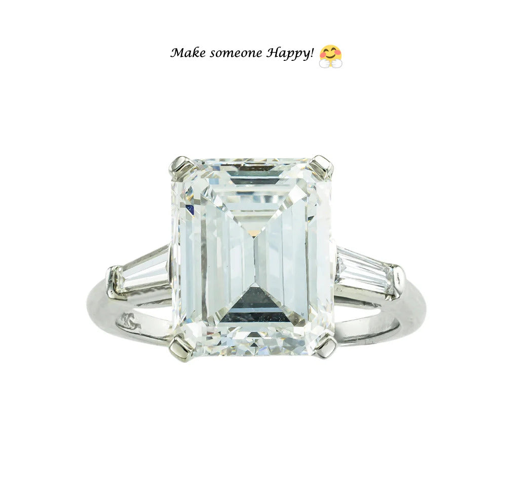 GIA Certified 5.31 Carat E VVS1 Emerald Cut Diamond Engagement Ring