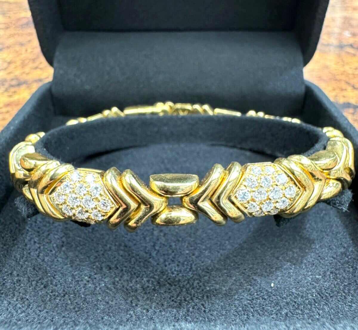 Bvlgari Parentesi Diamond 18k Yellow Gold Bracelet 7.75" Long