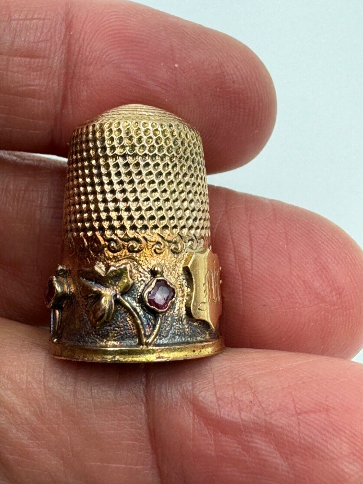 Antique 14k Yellow Gold Jeweled Thimble