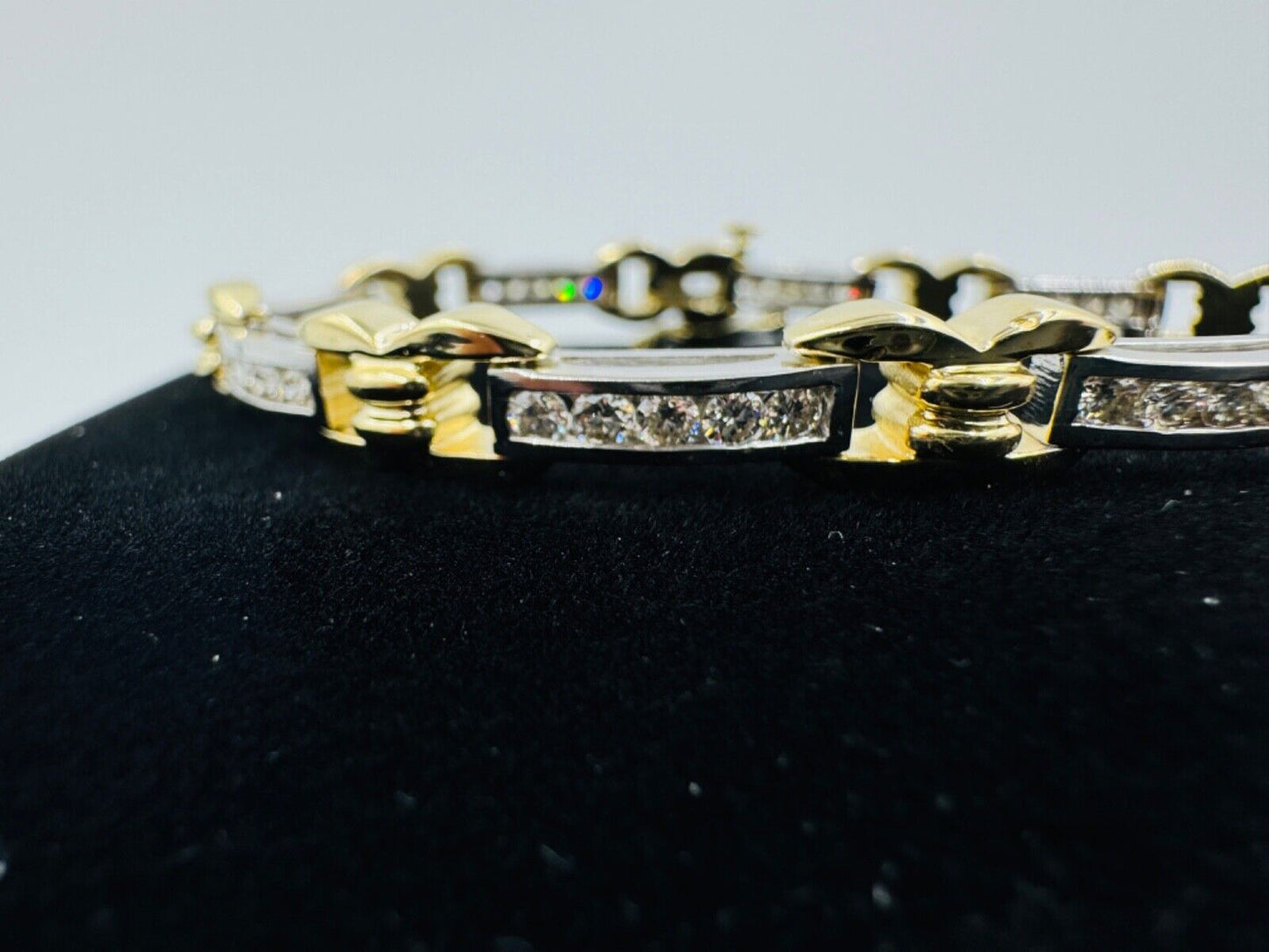 Estate 14k white and yellow Gold Diamond Link Bracelet