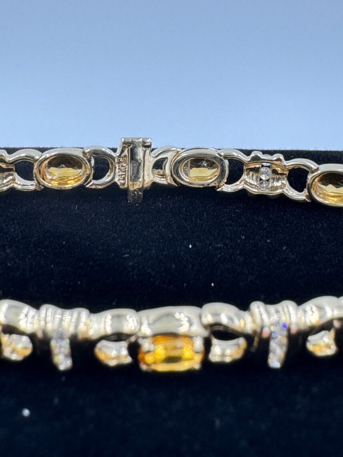 Citrine and Diamond 14k Yellow Gold Link Bracelet