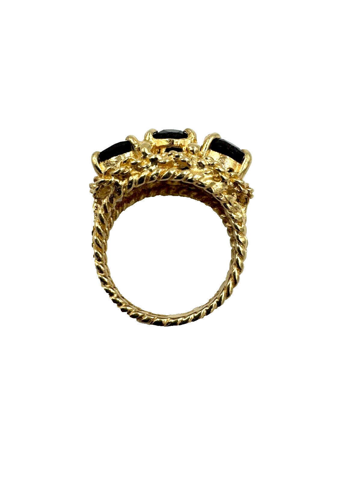 Estate Garnet 14k Yellow Gold Rope Design Ring