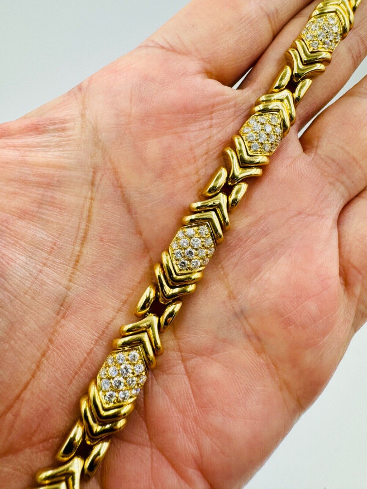 Bvlgari Parentesi Diamond 18k Yellow Gold Bracelet 7.75" Long