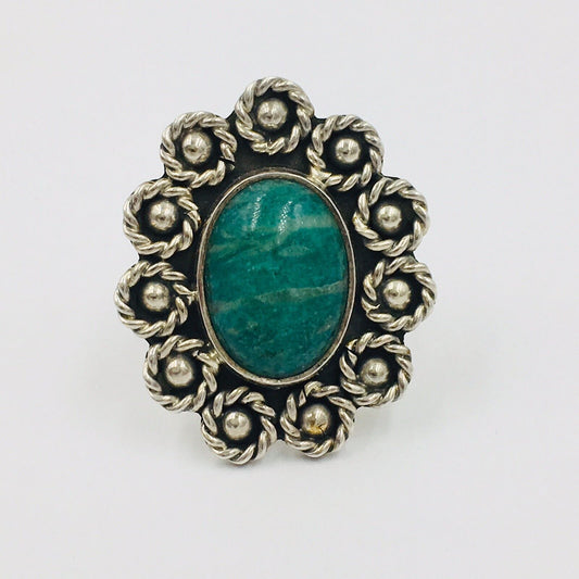 Cii 925 Mexico Green Chrysocolla Sterling Silver Ring Size 9