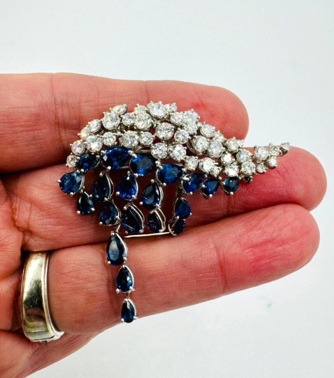 H Stern Sapphire Diamond White Gold Brooch