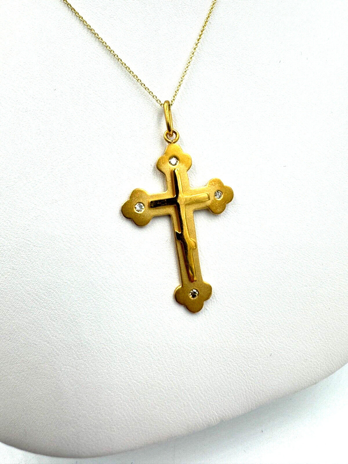 14k gold Cross Pendant Christian Cross diamonds Necklace