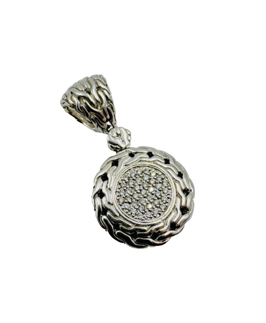 John Hardy Sterling Silver 925 Pave' Diamond Pendant