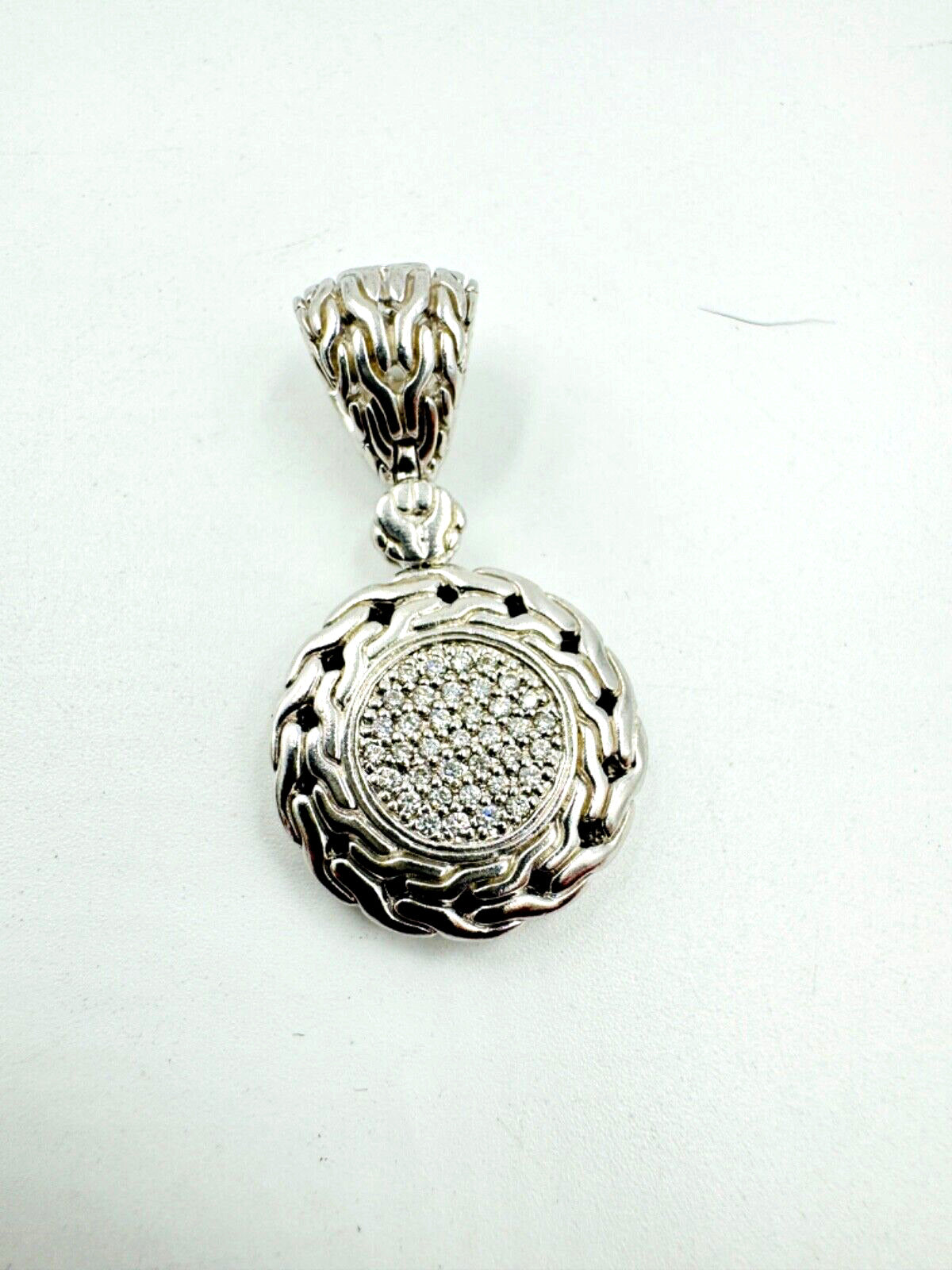 John Hardy Sterling Silver 925 Pave' Diamond Pendant