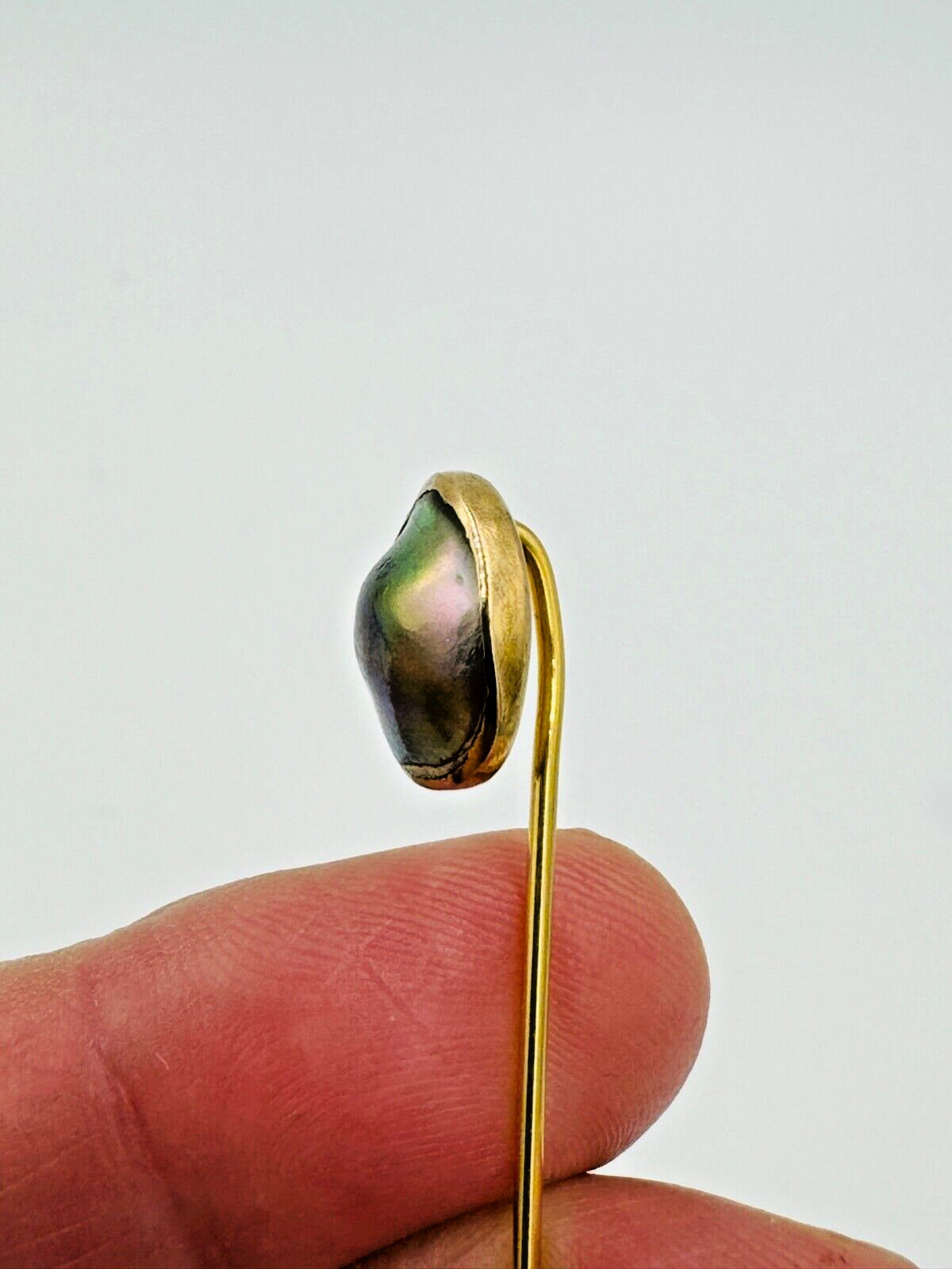 Antique 10k yellow gold Blister Pearl stick pin