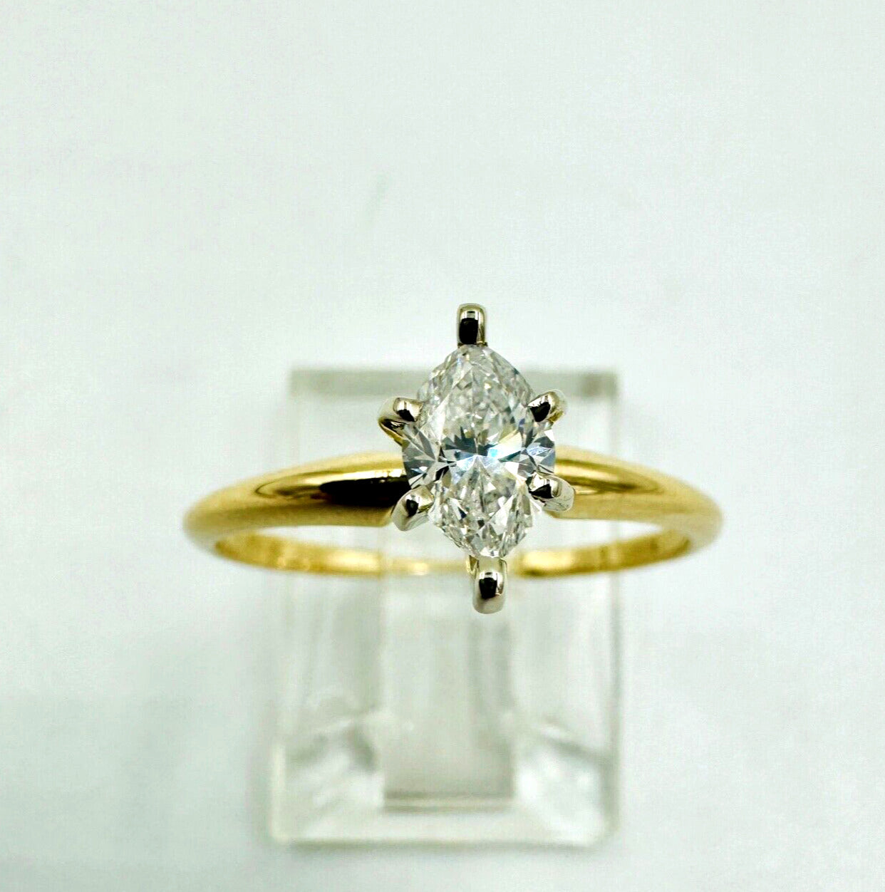 Estate 14k Yellow Gold Marquise Solitaire Diamond Ring .40cts