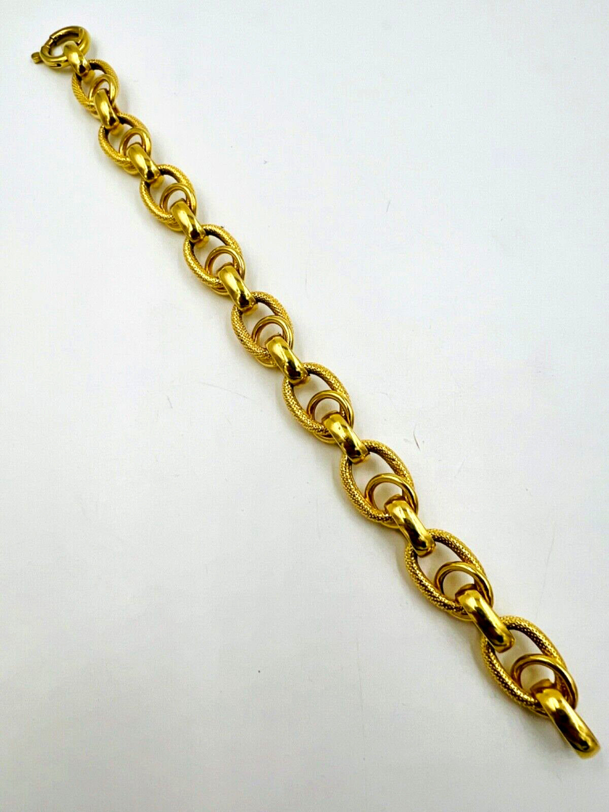 Italian Large Textured 18k Yellow Gold Link Bracelet 1980s