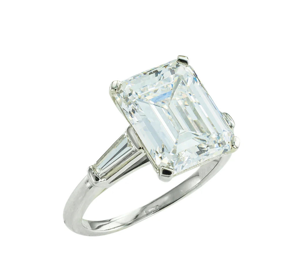 GIA Certified 5.31 Carat E VVS1 Emerald Cut Diamond Engagement Ring