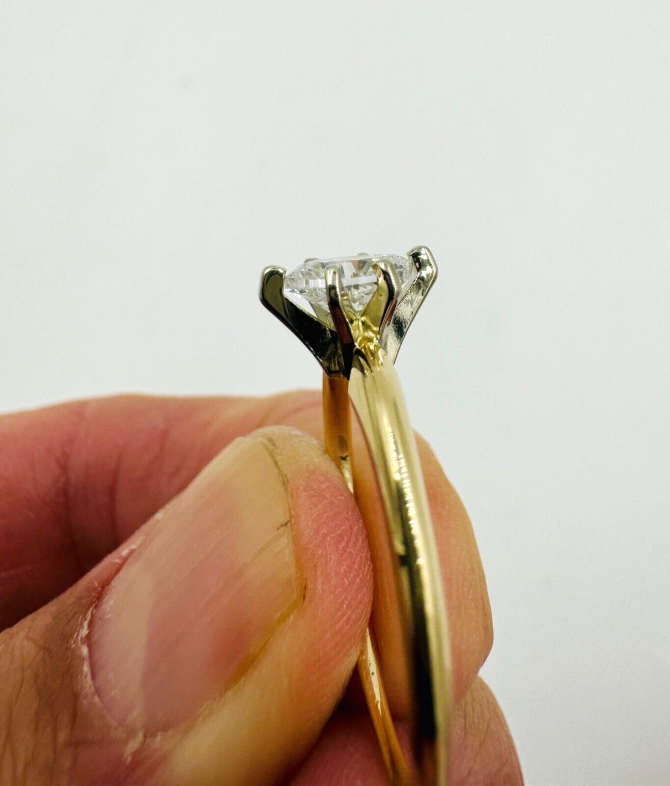 Estate 14k Yellow Gold Marquise Solitaire Diamond Ring .40cts