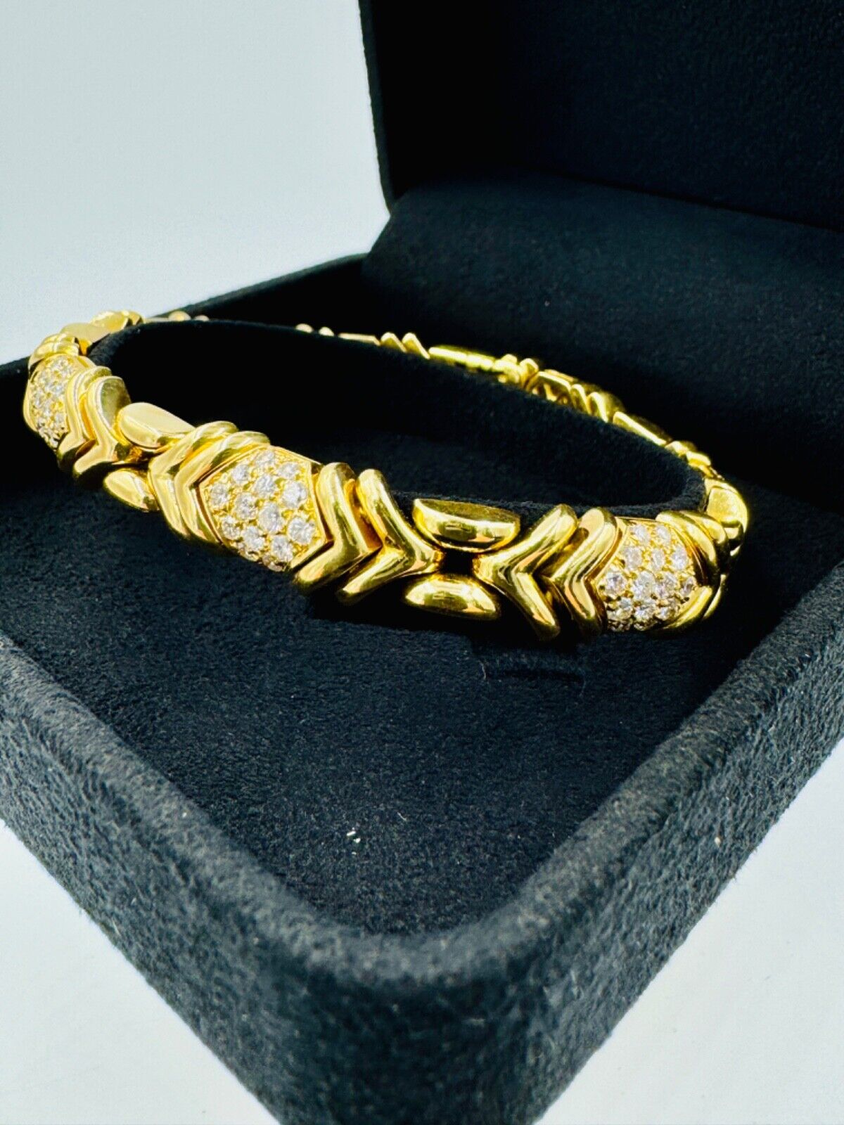 Bvlgari Parentesi Diamond 18k Yellow Gold Bracelet 7.75" Long