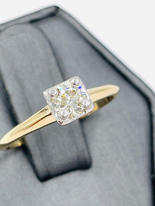 Antique 14k Yellow gold .36ct VS Old European Diamond Ring