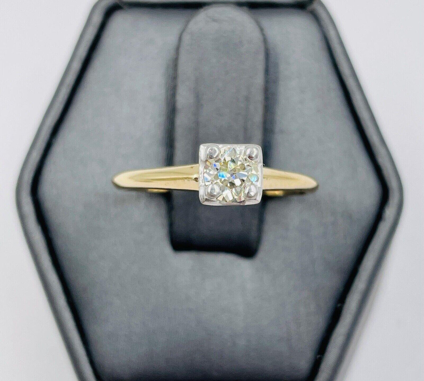 Antique 14k Yellow gold .36ct VS Old European Diamond Ring