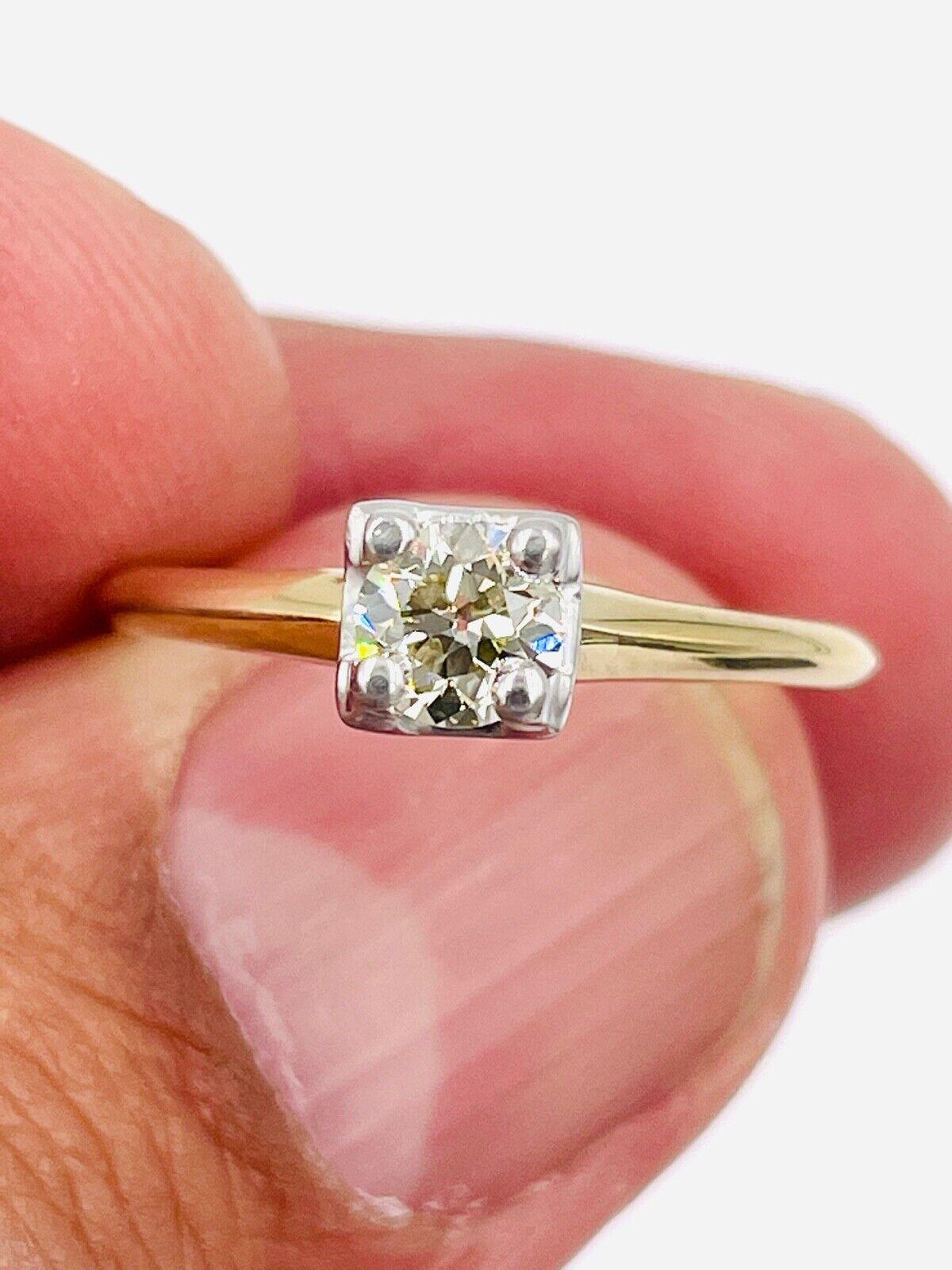 Antique 14k Yellow gold .36ct VS Old European Diamond Ring