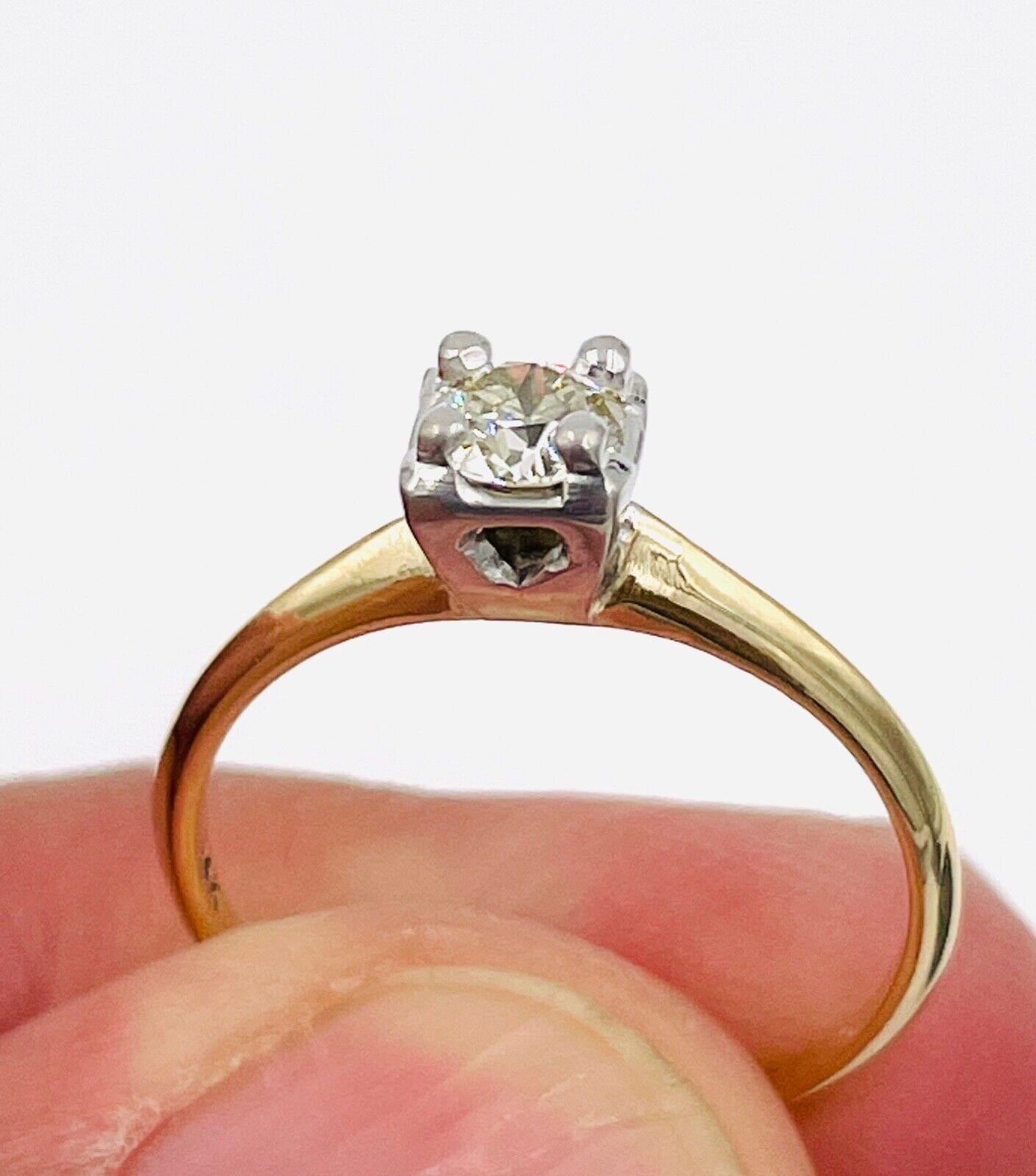 Antique 14k Yellow gold .36ct VS Old European Diamond Ring