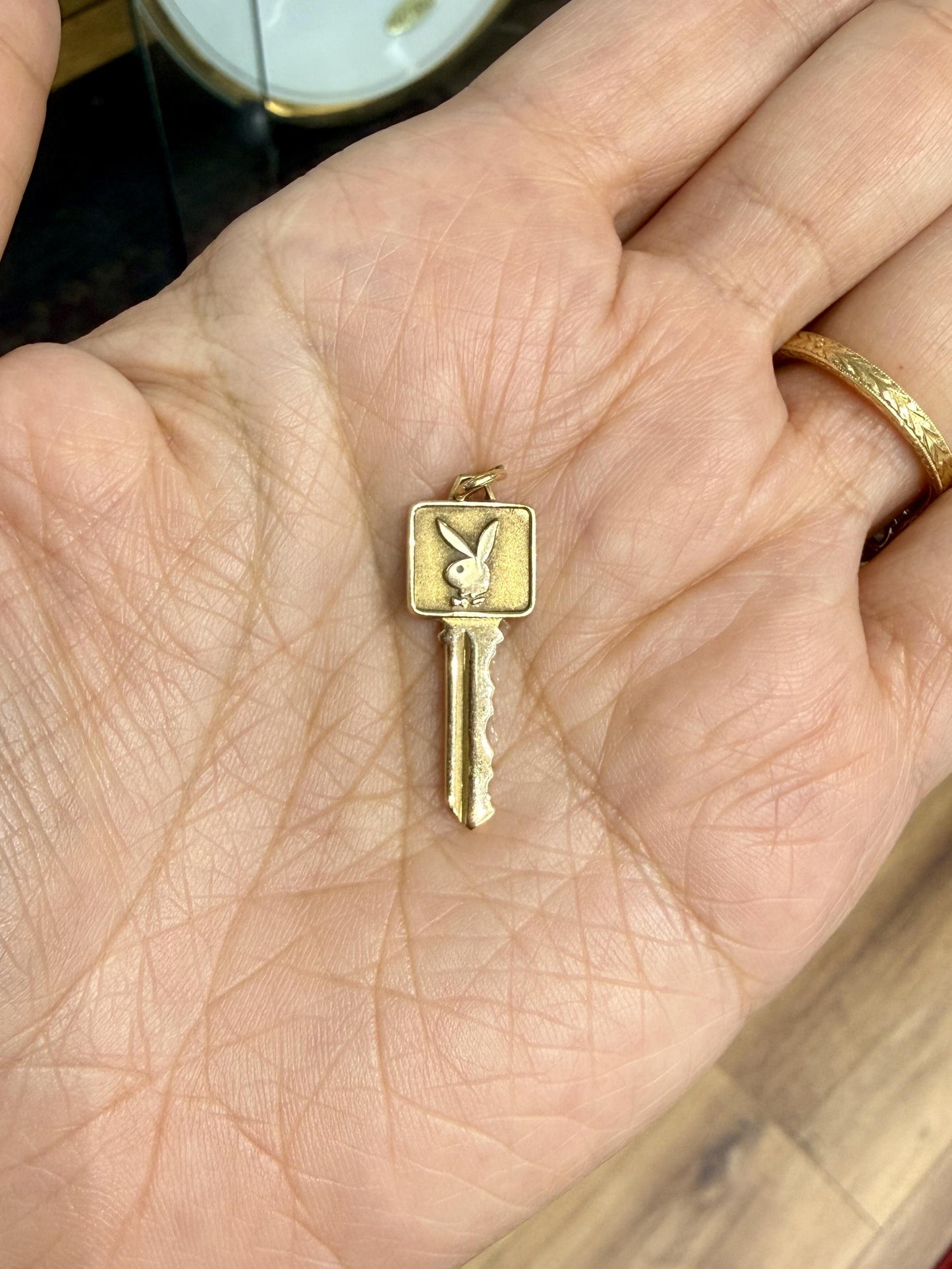 Vtg Authentic Playboy 14K Gold Members Club Key Charm Pendant