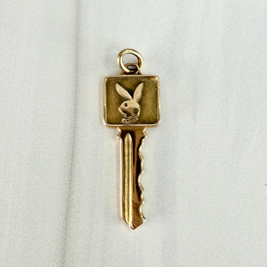 Vtg Authentic Playboy 14K Gold Members Club Key Charm Pendant