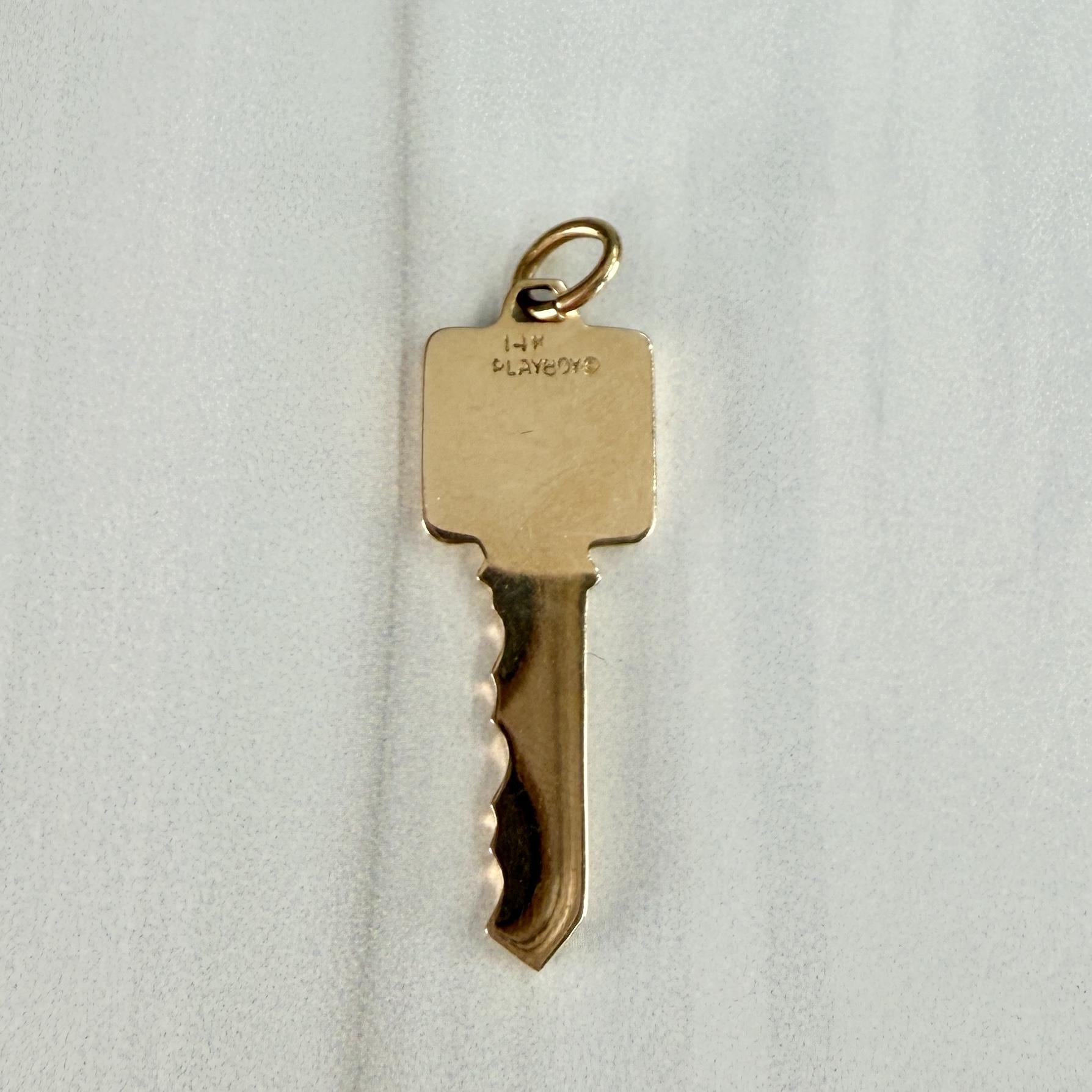 Vtg Authentic Playboy 14K Gold Members Club Key Charm Pendant