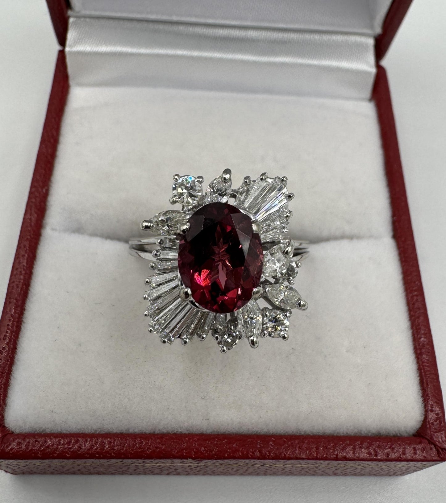 18k White Gold Rhodolite Diamond Cocktail Ring