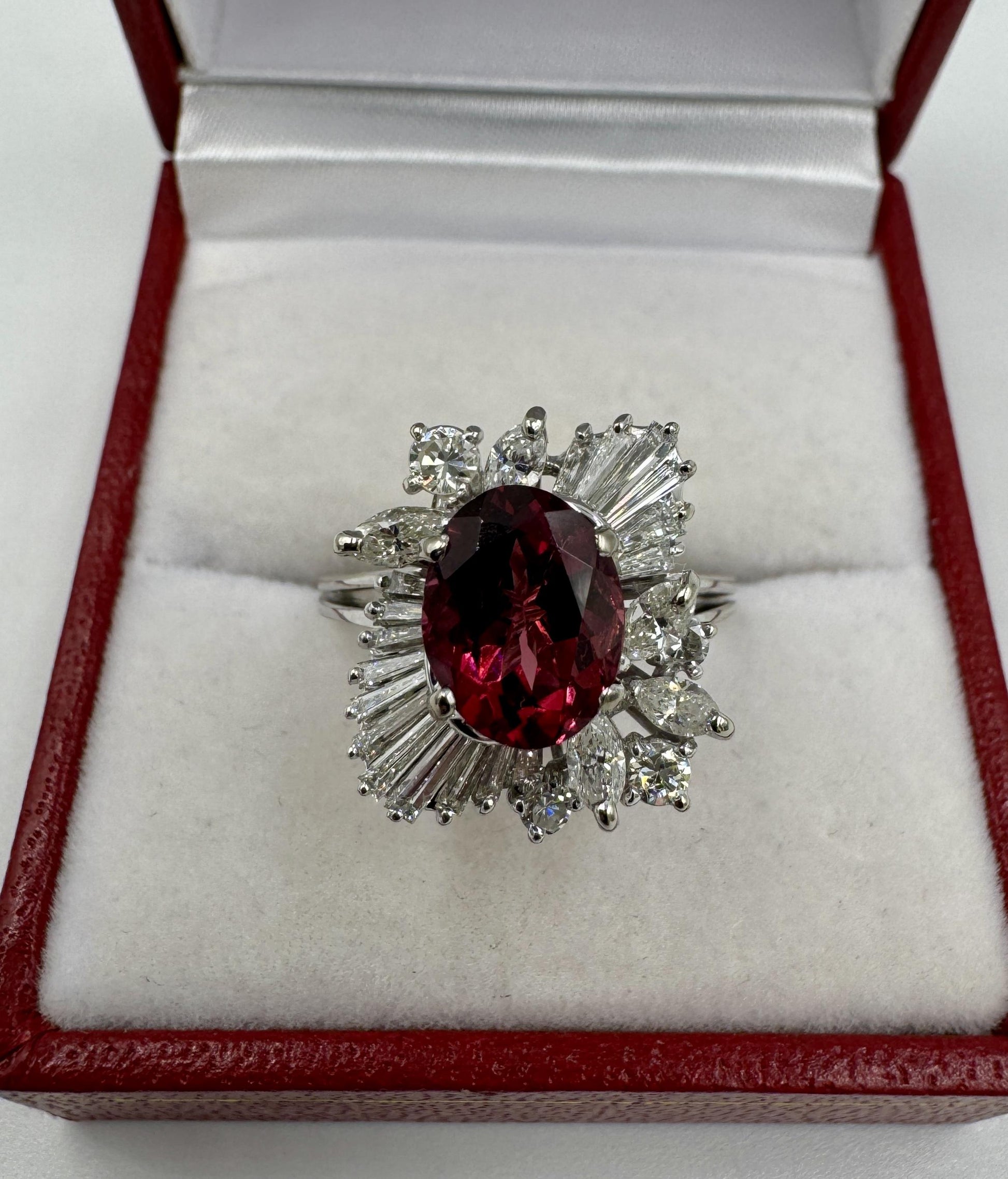 18k White Gold Rhodolite Diamond Cocktail Ring