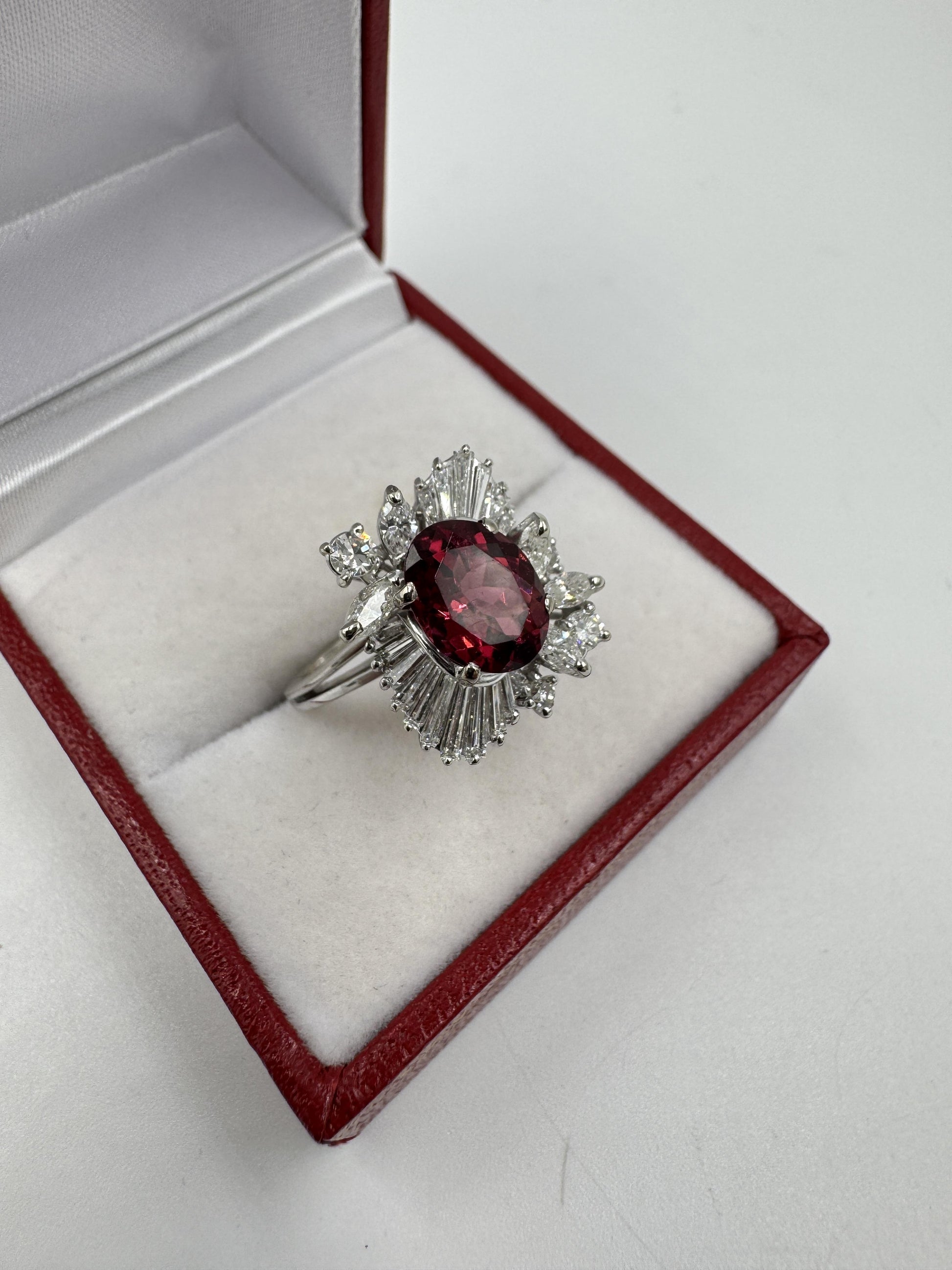 18k White Gold Rhodolite Diamond Cocktail Ring