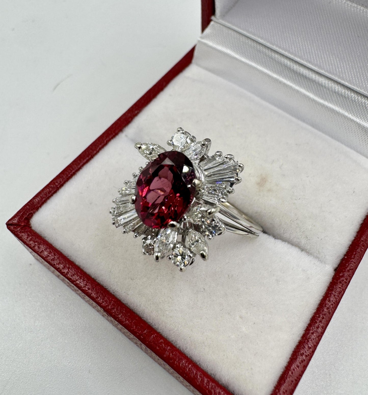 18k White Gold Rhodolite Diamond Cocktail Ring