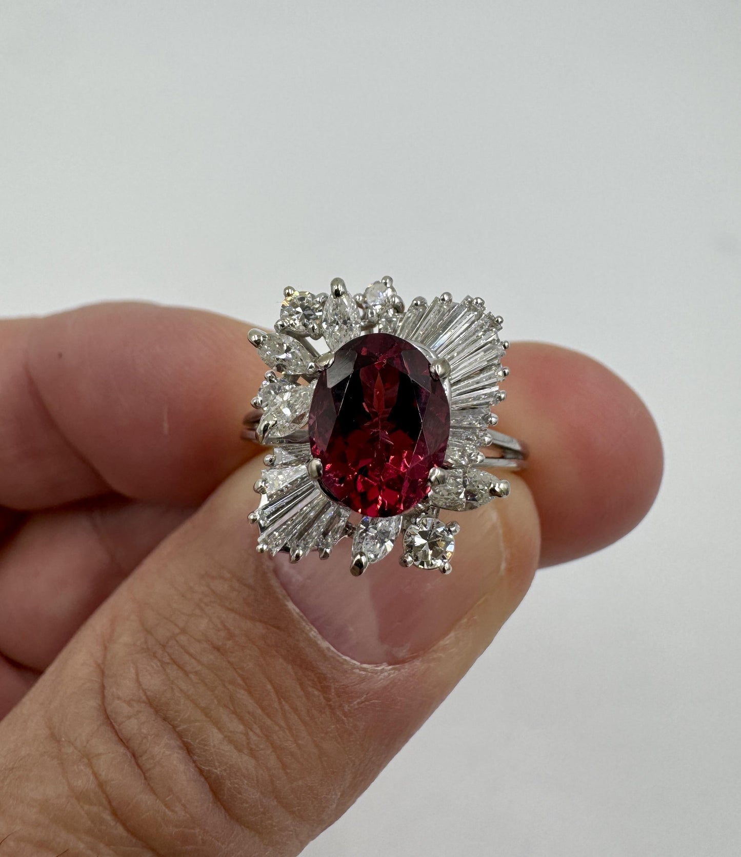 18k White Gold Rhodolite Diamond Cocktail Ring