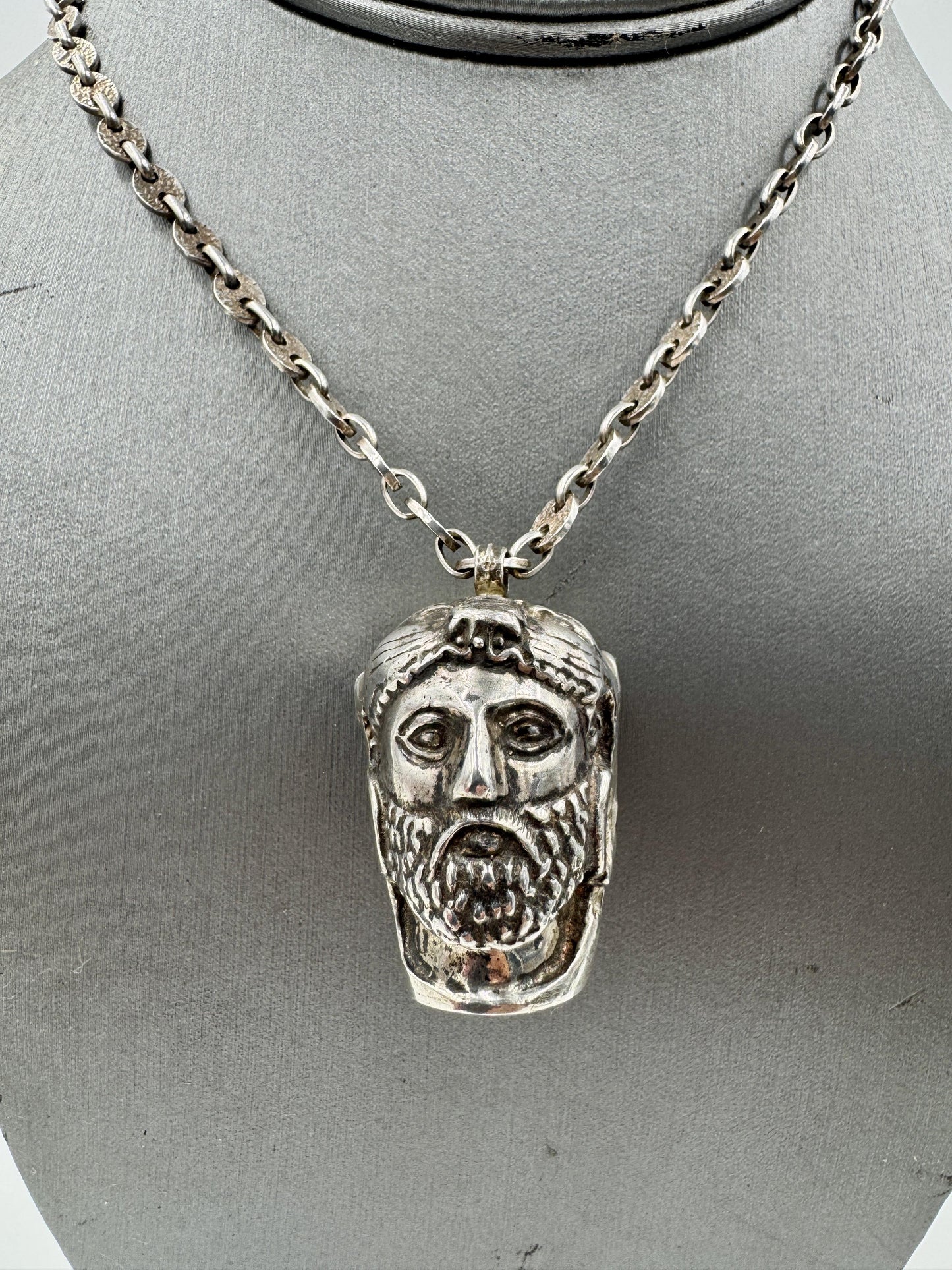 Zolotas Greece 950 Silver Pendant Necklace Greek Man