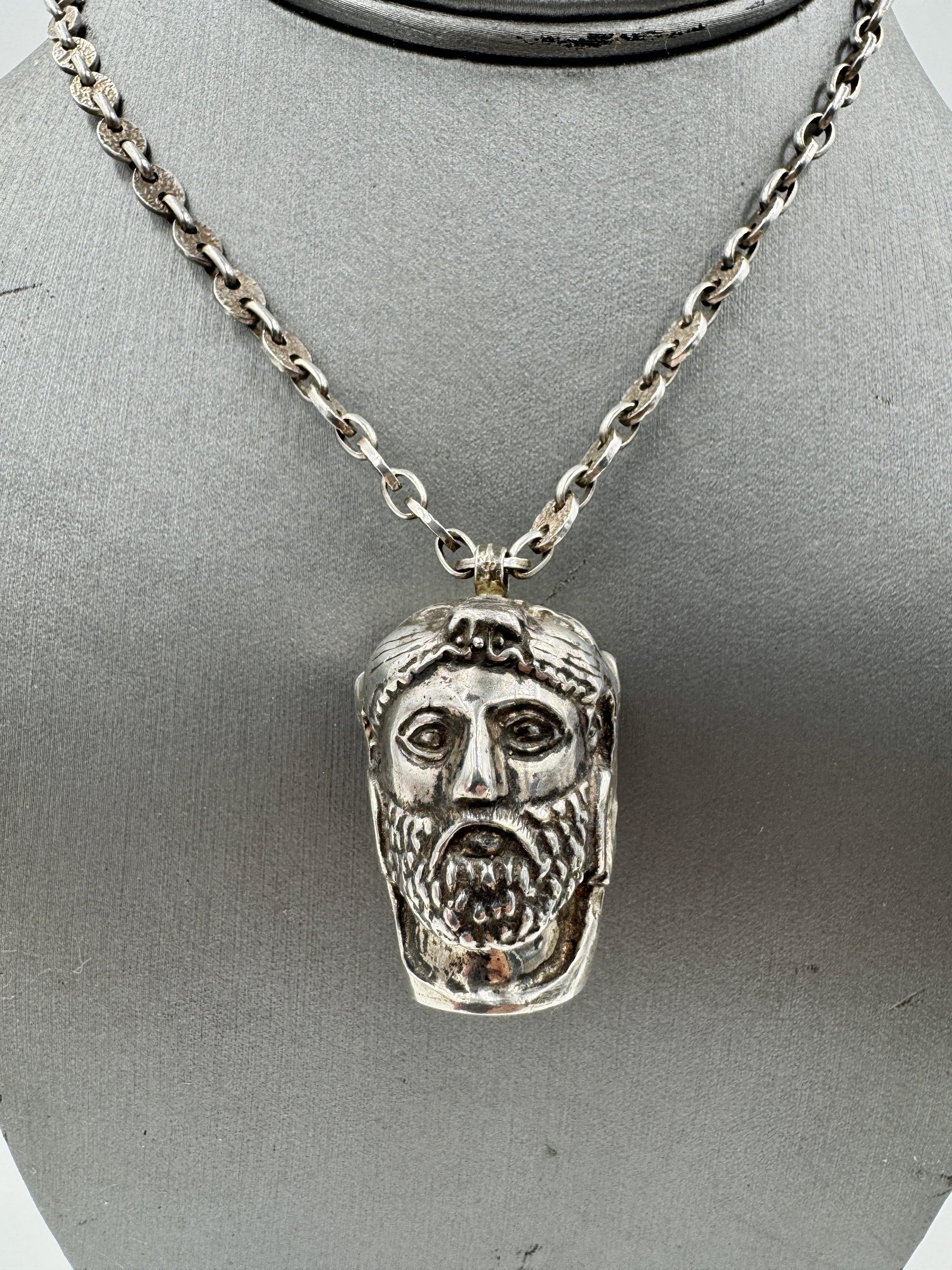 Zolotas Greece 950 Silver Pendant Necklace Greek Man