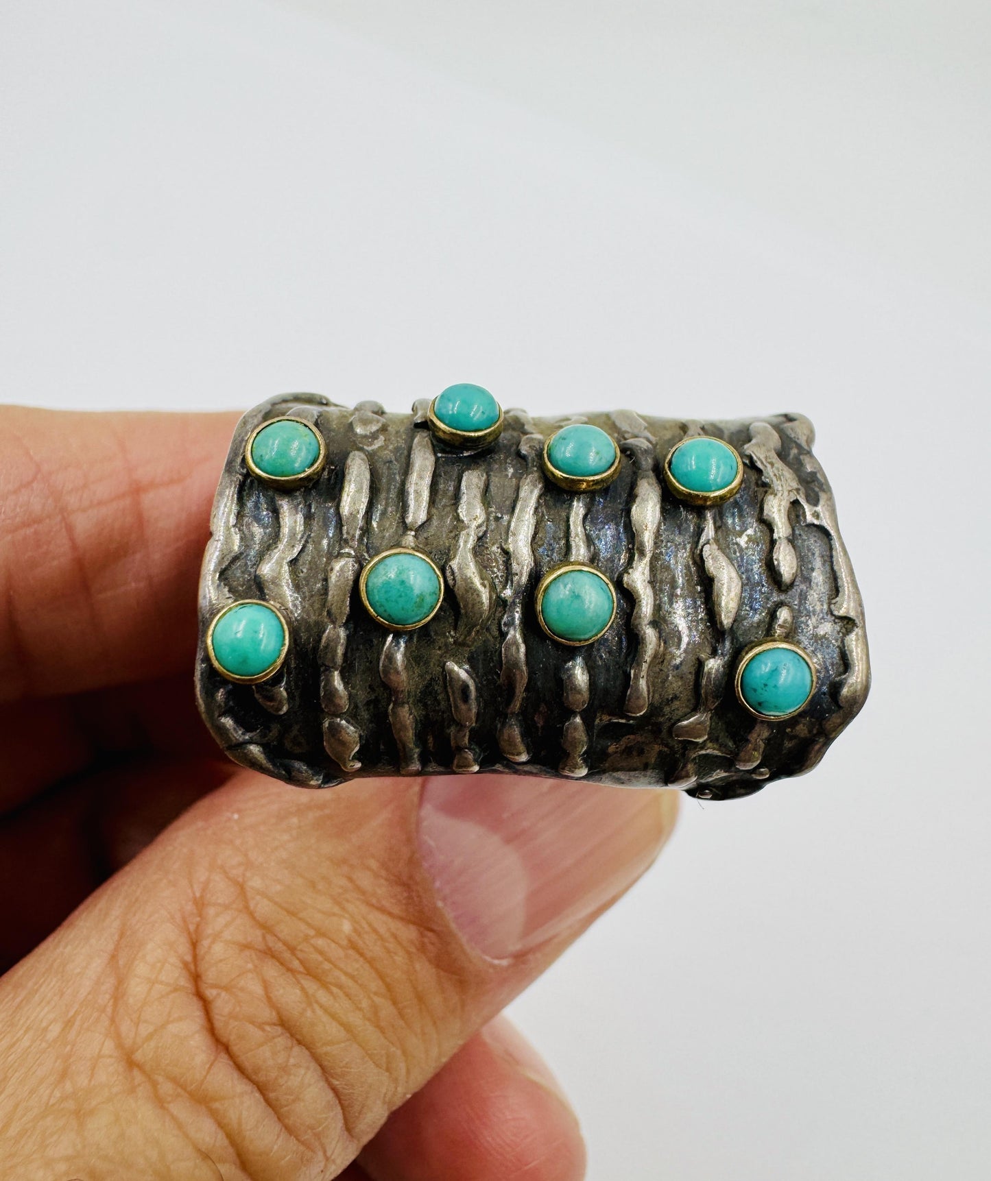 Zuni 14k Sterling Silver Turquoise Ring Native American