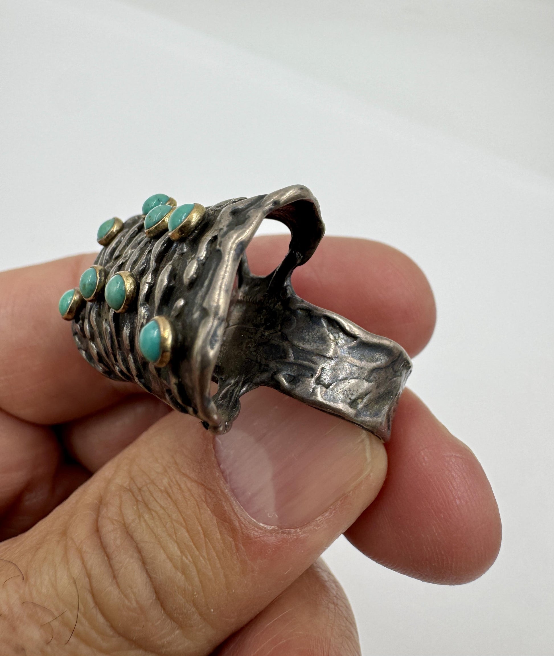 Zuni 14k Sterling Silver Turquoise Ring Native American