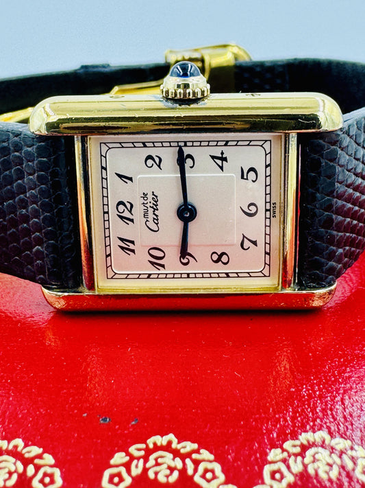 Original Ladies Must de Cartier Tank Quartz Silver Sterling Vermeil, Ref 5057001