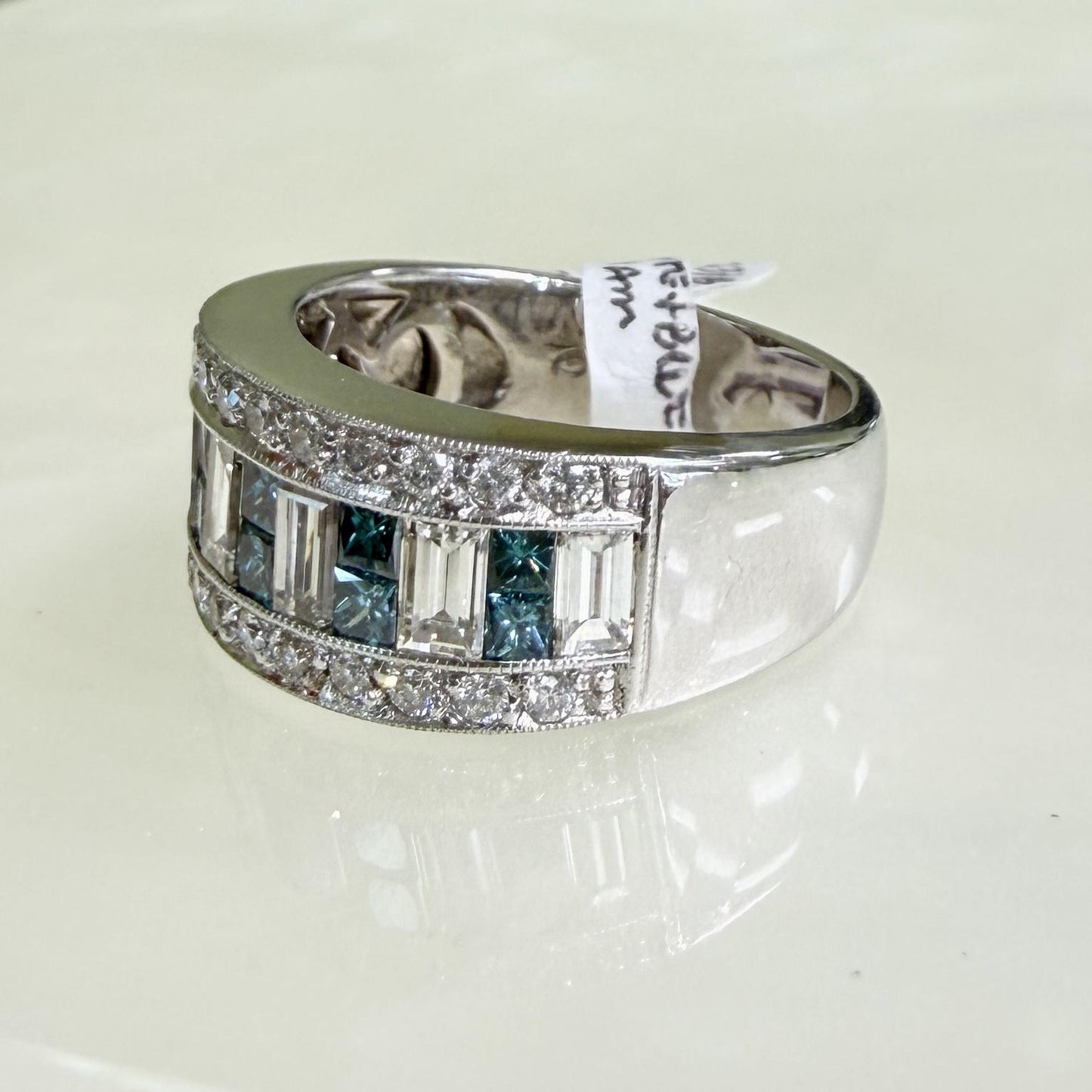Sofia Fiori White and Blue Diamond Ring 14k
